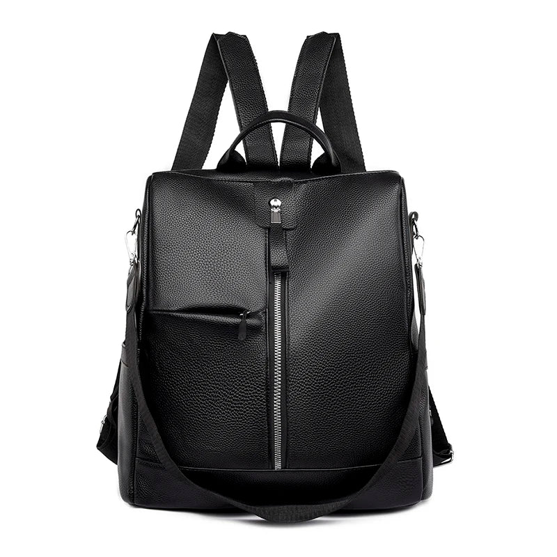 Women's PU Leather Backpack Large Capacity School Bag