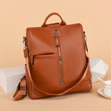 Women's PU Leather Backpack Large Capacity School Bag