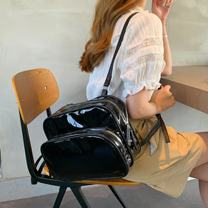 Women's Backpack PU Material High-capacity Schoolbag Slightly Waterproof