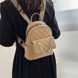 Women's Backpack Diamond Chain Casual Soft Leather Travel Backpack