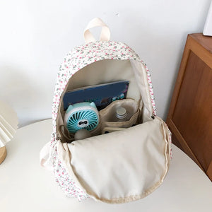 Women's Backpack Nylon Travel Bookbag Purse Floral Print Medium School Bag