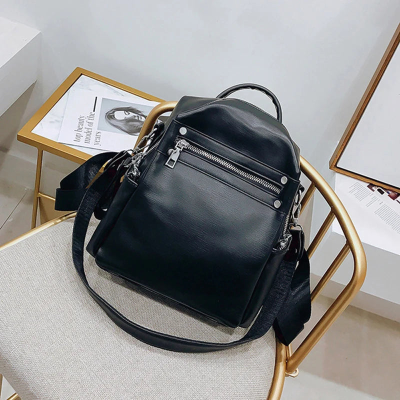 Women's PU Leather Shoulder Bag Backpack