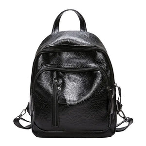 Women's Small Leather School Backpack Girl Multifunctional Shoulder Bag