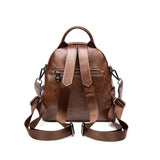 Retro Leather Small Backpack for Women Travel Bag