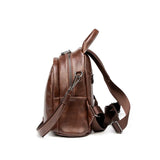 Retro Leather Small Backpack for Women Travel Bag