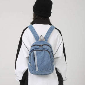 Denim Women's Backpack Small Female Bagpack Bookbag School Teenagers Girls