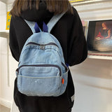 Women's Mini Denim Backpack for School Teenagers Girls