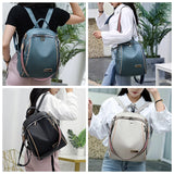 Soft Leather Women's Backpack Large Capacity Beige