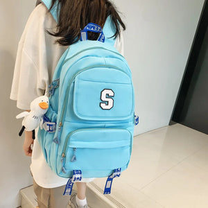 Women's Solid Backpack for Teenage Girl Book Knapsack