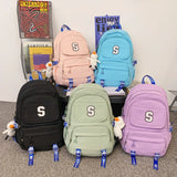 Women's Solid Backpack for Teenage Girl Book Knapsack
