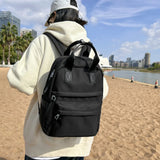 Women's Solid Backpack Multi-pocket High School Book Knapsack