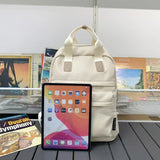 Women's Solid Backpack Multi-pocket High School Book Knapsack