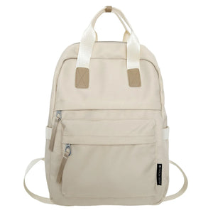 Women's Solid Backpack Multi-pocket High School Book Knapsack