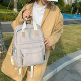 Women's Solid Backpack Multi-pocket High School Book Knapsack