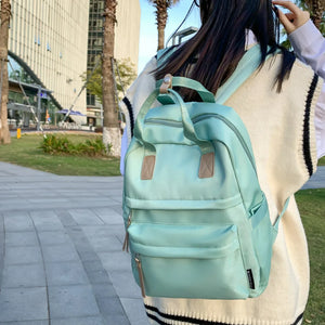 Women's Solid Backpack Multi-pocket High School Book Knapsack