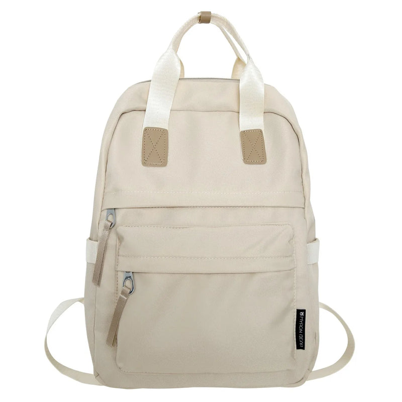 Women's Solid Backpack Multi-pocket High School Book Knapsack
