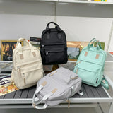 Women's Solid Backpack Multi-pocket High School Book Knapsack