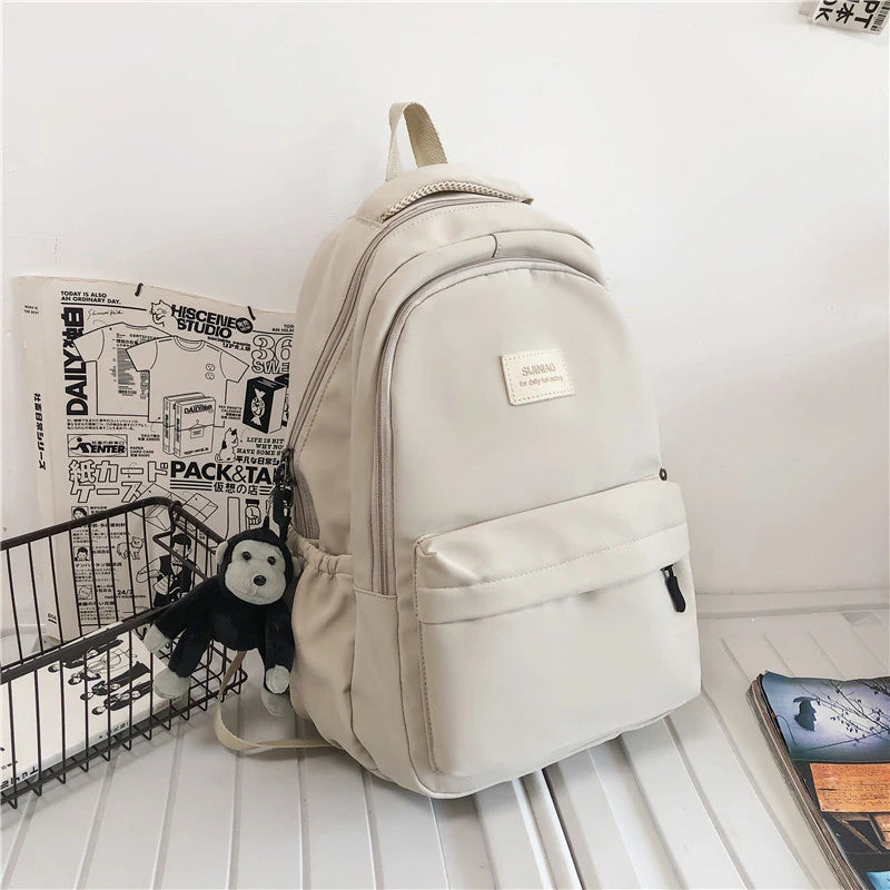 Solid Women's Backpack Casual Travel Bag High Schoolbag for Teenage Girl