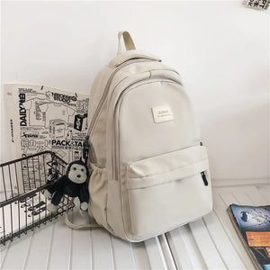 Solid Women's Backpack Multi-pocket Casual Travel Bag High Schoolbag