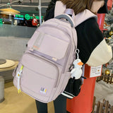 Women's Solid Multi-pocket Backpack