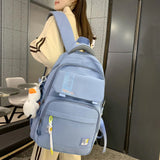 Women's Solid Multi-pocket Backpack