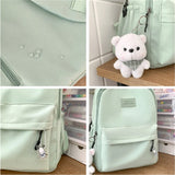 Women's Solid Backpack Casual Travel Bag High Schoolbag for Teenage Girl