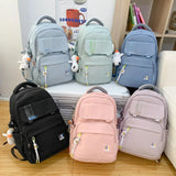 Women's Solid Multi-pocket Backpack