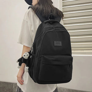 Women's Backpack Solid Female Multi-pocket Travel Bag High Schoolbag