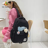 Women's Bear Nylon Backpack Student Schoolbag Large Capacity