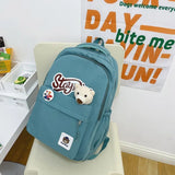 Women's Bear Nylon Backpack Student Schoolbag Large Capacity