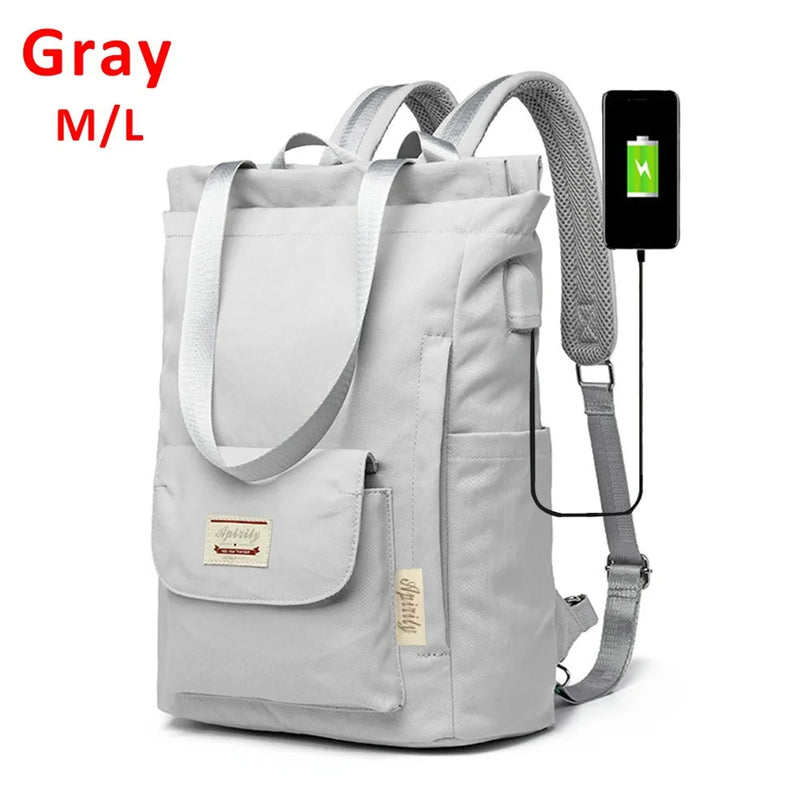 Women's Waterproof USB Laptop Backpack Schoolbag
