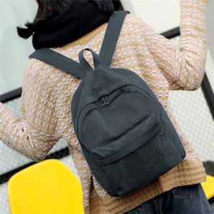 Corduroy School Backpack for Girls Casual Rucksack Mochila