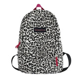 Leopard Pattern Canvas Women's Backpack School Bag Travel Female Schoolbag