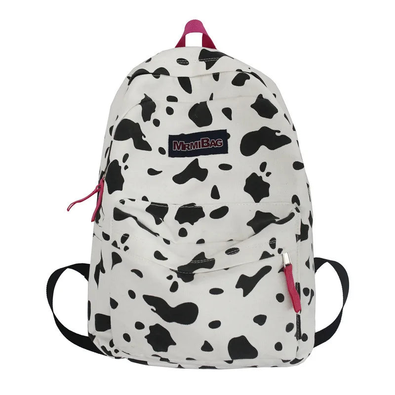 Leopard Pattern Canvas Women's Backpack School Bag Travel Female Schoolbag
