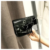 Marble Pattern Shoulder Bag Lock Wild Jossenger Small Square