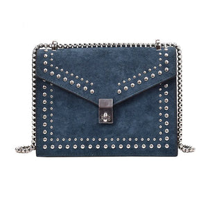 Women's Chain Rivets Crossbody Bag Retro Small Square Bag