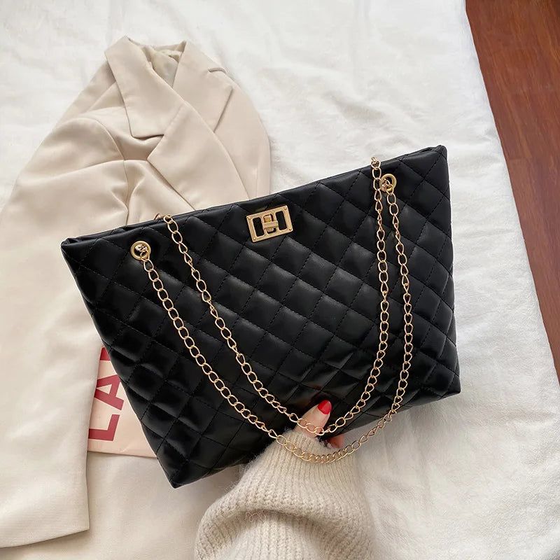 Embroidered Lock Chain Square Bag for Women