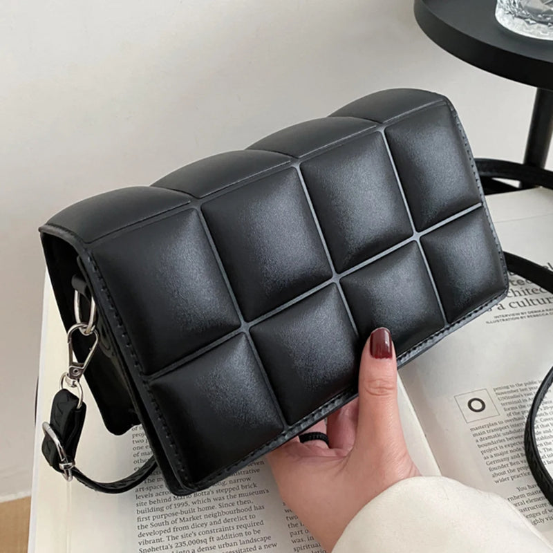 Women's Plaid Shoulder Handbag PU Leather Square Travel Messenger