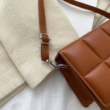 Women's Plaid Shoulder Handbag PU Leather Square Travel Messenger