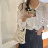 Women's Mesh Bucket Handheld Bag Hollow WRIST BAG