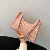 Embossed Hand Bag Stone Pattern Shoulder Tote Bag