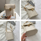 Women's Chain Crossbody Bucket Bag Top Ladies Purse