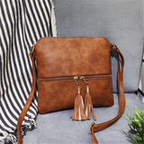 Women's Cross Body Bag Tassel Shoulder Bag Zipper Closure