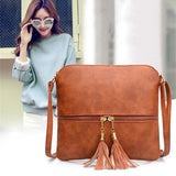 Women's Cross Body Bag Tassel Shoulder Bag Zipper Closure