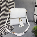 Women's Cross Body Zipper Bag with Tassels