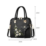 Embroidery Crossbody Handbag Leather Tote Clutch Purse Bag