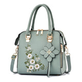 Embroidery Crossbody Handbag Leather Tote Clutch Purse Bag