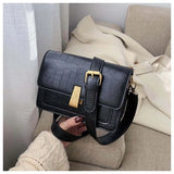 Crocodile Pattern Crossbody Bag Lock Square Small Shoulder Bag