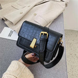 Crocodile Pattern Crossbody Bag Lock Square Small Shoulder Bag