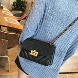 Women's PU Leather Messenger Bag Retro Chain Small Shoulder Bag